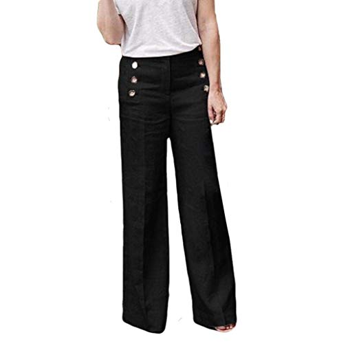 Women’s Business Trousers iyyvv sexy women business casual pants loose elastic button trousers wide  leg pants EQTCKQD