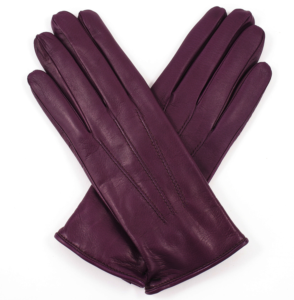 Women’s Gloves womens plum leather gloves - cashmere lining VXDQVOO