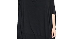 Women’s Oversize Shirts ellazhu women mid-long personality hem solid oversize t-shirt ga200 black SRNDCMX