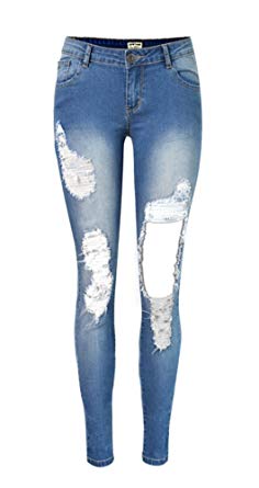 Women’s Used Look Jeans irachel womens used look denim distressed skinny jeans boyfriend destroyed  pants KRMBUNC