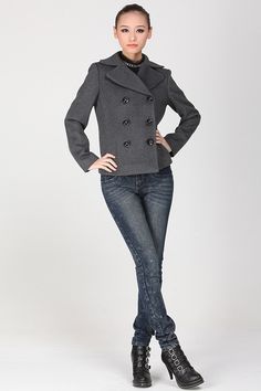 Women’s Winter Short Coats wool short coat jacket for women winter coat - gray -dress - cusom made. JSFIAXV
