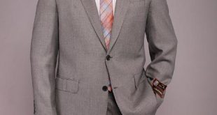SKU#TF7410 Men's Gray Birdseye 2-button Suit