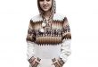 Women's Hooded Alpaca Wool Knitted Hoodie Sweater Llamas Ethnic Design (XL,  Ivory)