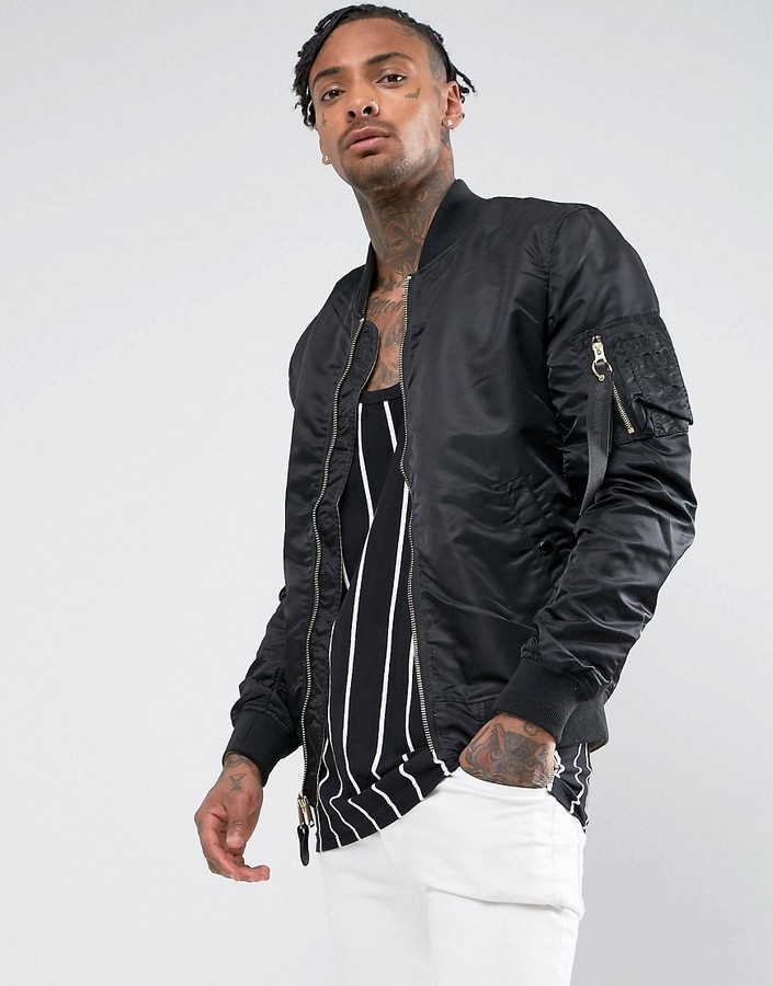... Alpha Industries Lightweight Reversible Ma 1 Vf Bomber Jacket In Black  Gold ...