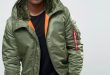... Alpha Industries Ma 1 Bomber Jacket With Hood In Regular Fit Sage Green  ...