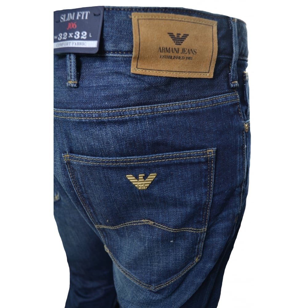 Armani Jeans Menu0026#039;s J06 Slim Fit Blue Denim Jeans