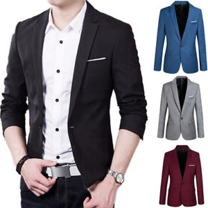 Image is loading US-Formal-Mens-Slim-Fit-One-Button-Suit-
