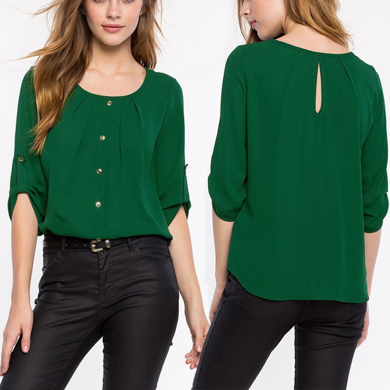 Fashion Women Lady Loose Long Sleeve Chiffon Casual Blouse Shirt Tops Blouse  New | eBay