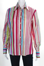 Etro Womens Striped Button Front Blouse Mutli Color Cotton European Size 48