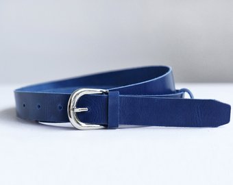 Leather belt, Blue leather belt, Womens leather belt, Belt, Blue belt,  Leather belt women