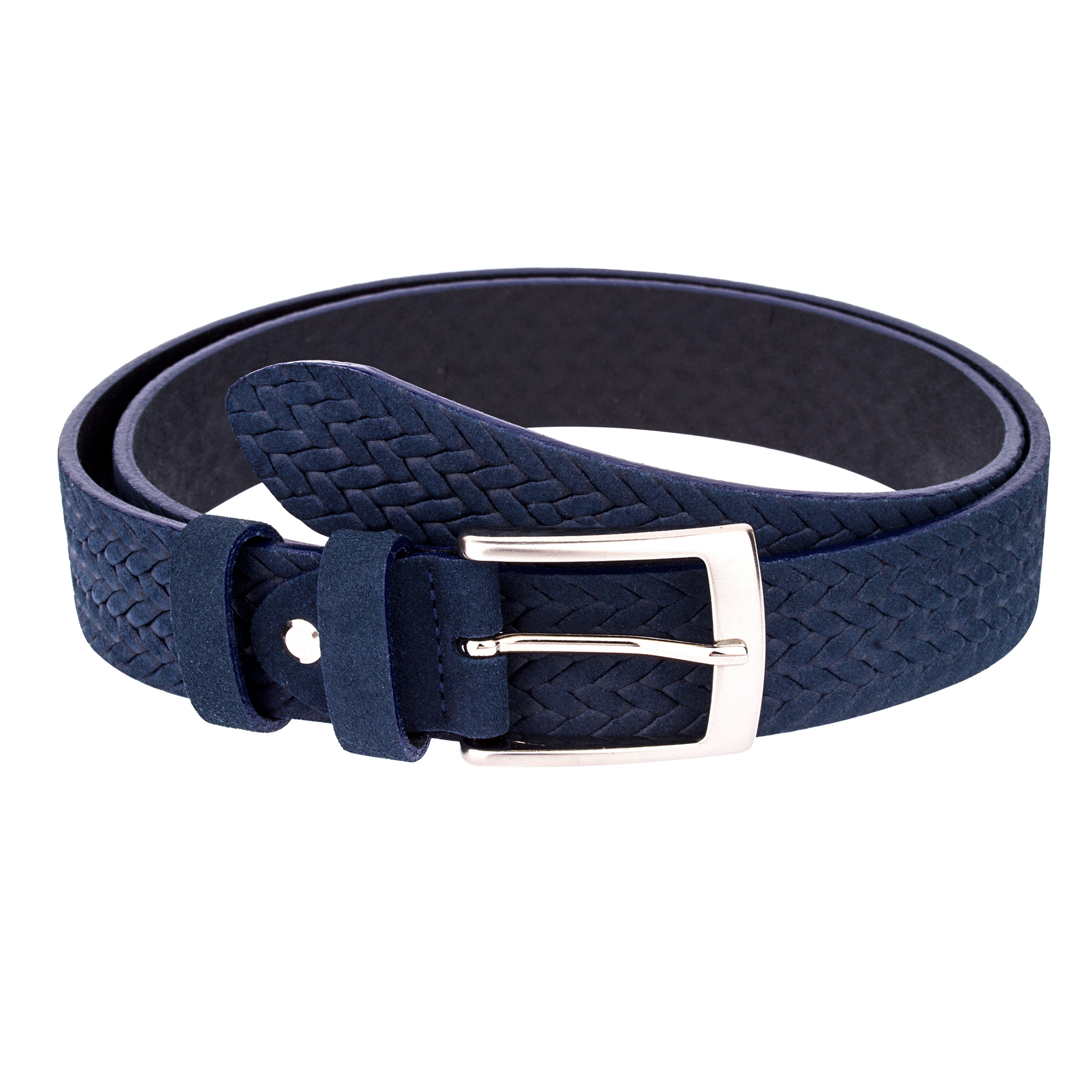 Capo Pelle Woven suede Leather belt Mens belts Women fashion Navy blue  First picture.jpg