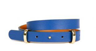 Skinny Electric Blue Double Bar Belt