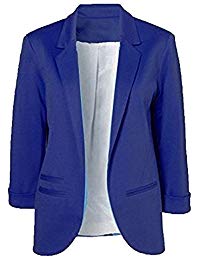 Women's Cotton Rolled up Sleeve No-Buckle Blazer Jacket Suits