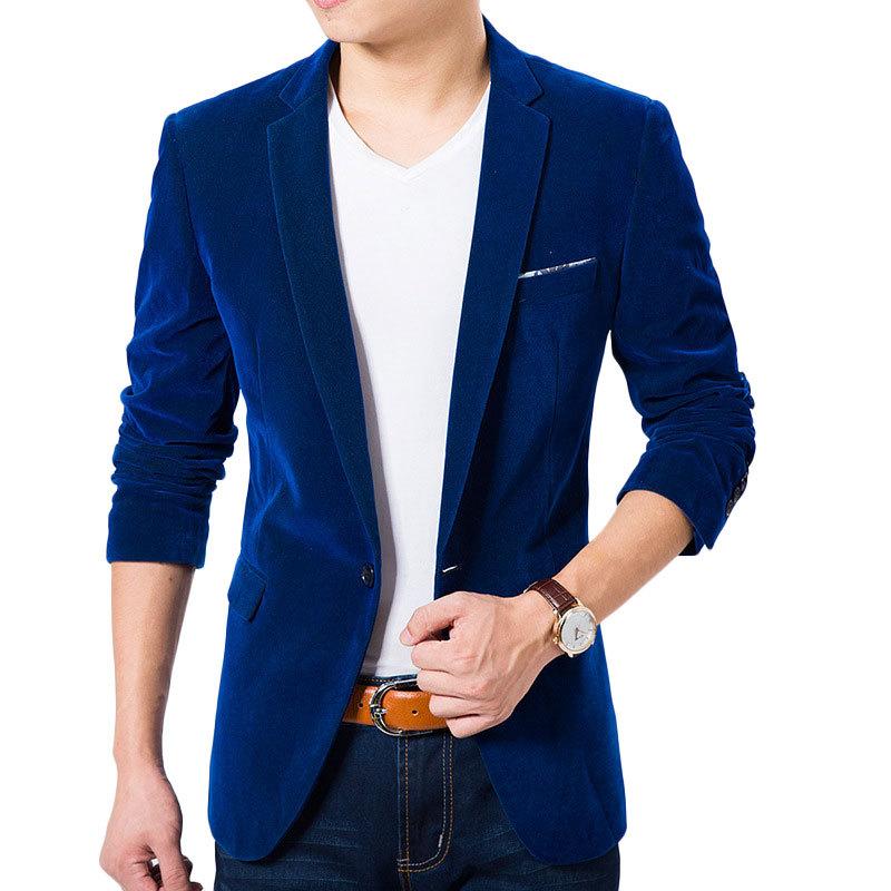 High Quality Royal Blue Velvet Blazer Men 2016 New Autumn Korean Fashion  Mens Slim Single Button Blazer Jacket Wedding Blazers Mens Blazer Jackets  Suits ...