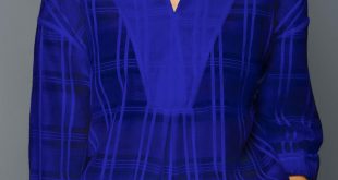 Long Sleeve Curved Hem Royal Blue Blouse