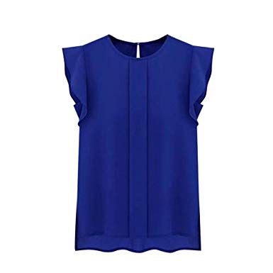 Blouses,Toraway Women Summer Tulip Sleeve Chiffon Blouse Shirt (Medium, Blue )