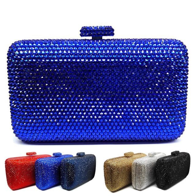 LaiSC wholesale Luxury navy blue evening handbag Red crystal Clutch bag  women evening bag Wedding purse