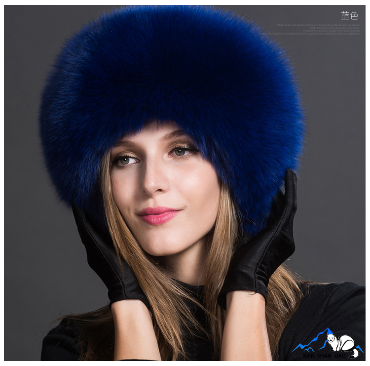 Blue hat fur Fox Fur hats women's winter hat fur winter leather Korean  version flows Northeast outdoor thickened ear fur hats-in Fedoras from  Women's ...