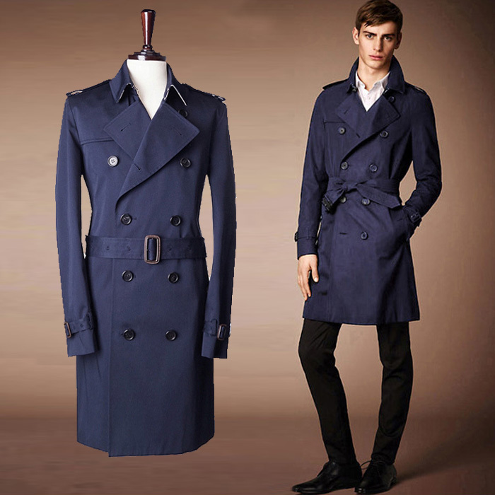 Fashion Brand Trench Coat Men 2015 Europe America Style Double Breasted Mens  Coats And Jackets Colour Beige Navy Blue Size M XXL-in Trench from Men's ...