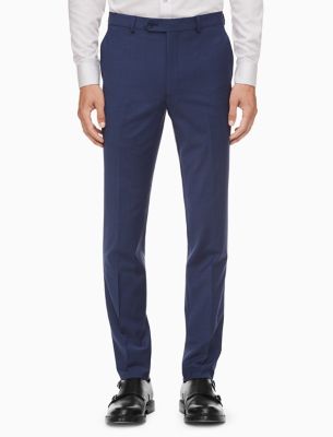x-fit solid slim fit blue suit pants