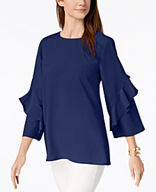 Alfani Ruffled-Sleeve Zip-Back Top, Created for Macy's