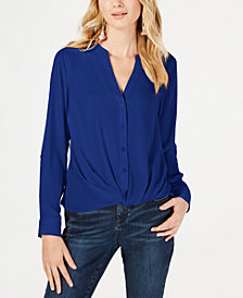 I.N.C. Twist-Front Button-Up Top, Created for Macy's
