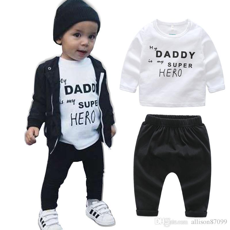 Ins Like a boss Baby Boy clothing Outfits cotton Cool 2018 Spring Long  sleeve T-