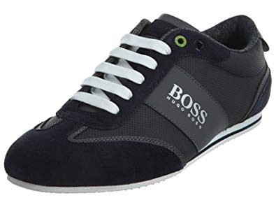 Hugo Boss BOSS Men's Lighter Low Coated Canvas Suede Sneaker by BOSS Green  Dark Blue Shoe