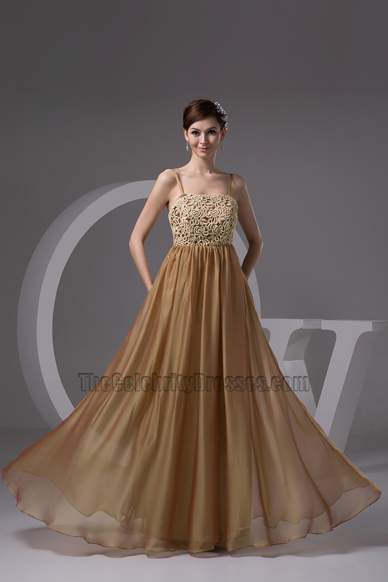 Gorgeous Brown Spaghetti Straps Formal Dress Evening Gown -  TheCelebrityDresses