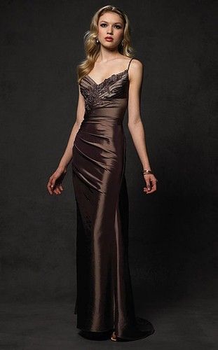 latest dark brown evening dress