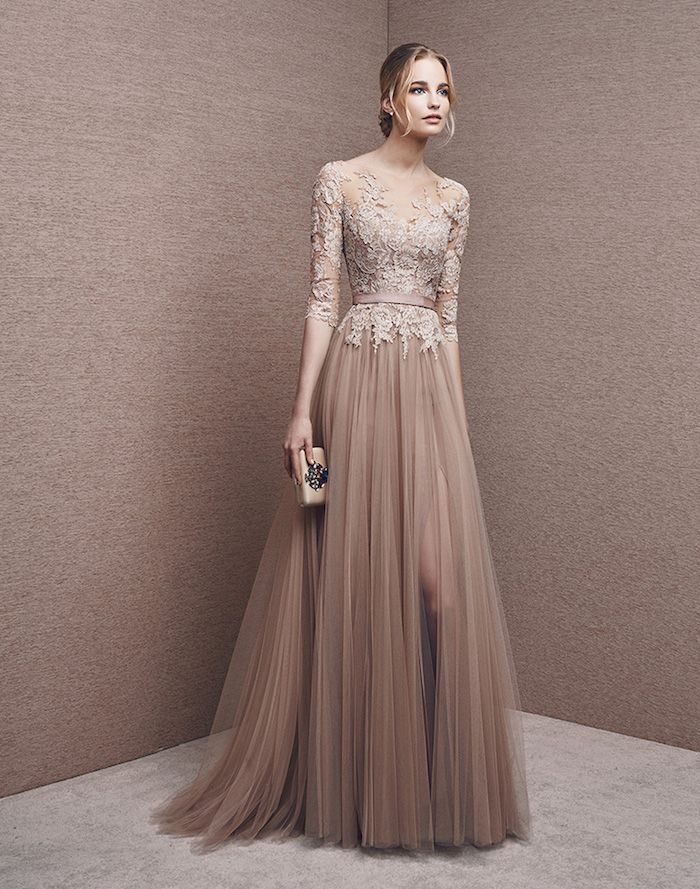 2016 Collection | Stunning Light Brown Evening Gown - Hong Kong | LMR  Weddings