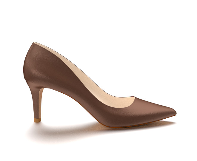 Pointed Toe Three Inch Heels, Brown Soft Leather