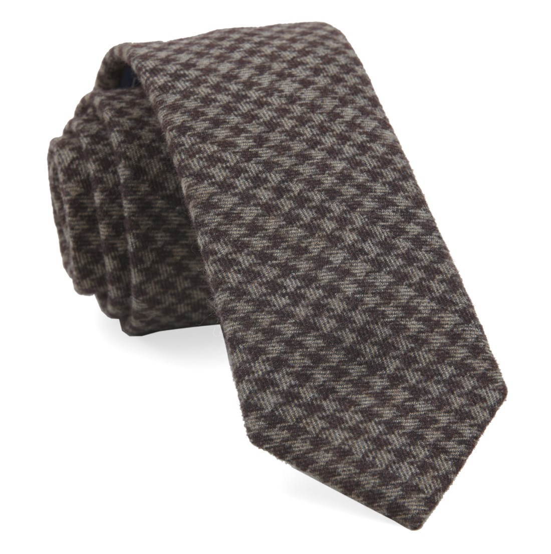 Brown Brushed Cotton Houndstooth ties - Sku TIE-0535-0005