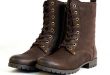 Aspele Women's Brown Nubuck Leather Combat Biker Ankle Lace Up Boots