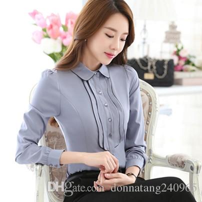 2019 Fashion Korean Style Business Office Shirts Contrast Patchwork Long  Sleeve Shirt Women Blouses Button Tops Blusa Feminina From Donnatang240965,  ...