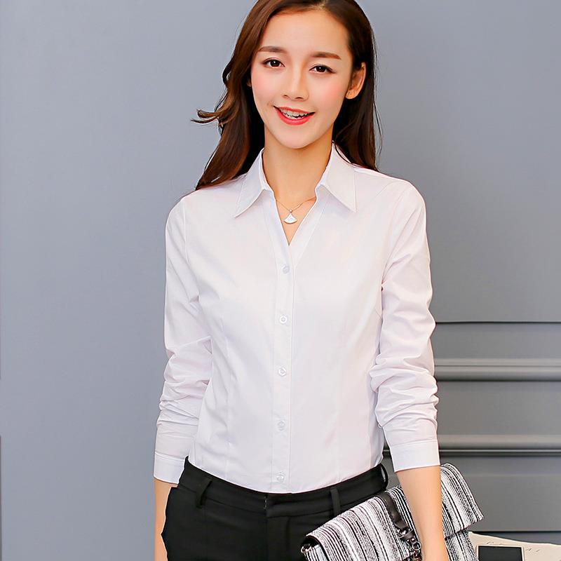 2019 2017 Women Party Club Blouses Fashion Long Sleeve Button Polyester  Lovely White Blouse Bright Pockets Shirt Work Business From Cosmos_fz, ...