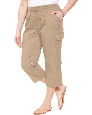 Woman Within - Convertible-Length Cotton Cargo Capri Pants - Women's Plus  Size Clothing,
