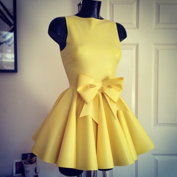 dress yellow cute dress yellow dress cute lemon pastel mini dress party  prom brand ribbon dress
