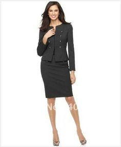 US $143.7 |Aliexpress.com : Buy Gray Women's Suit Long Sleeve Military  Cadet Jacket u0026 Pencil Skirt Custom Women Suit 684 from Reliable custom  women suits ...