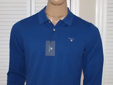 GANT Authentic The Original Pique L/S Rugger Polo Shirt Yale Blue NWT
