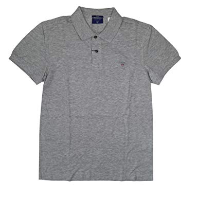 GANT Menu0027s Fitted Polo Shirt USA Logo (M, Gray)