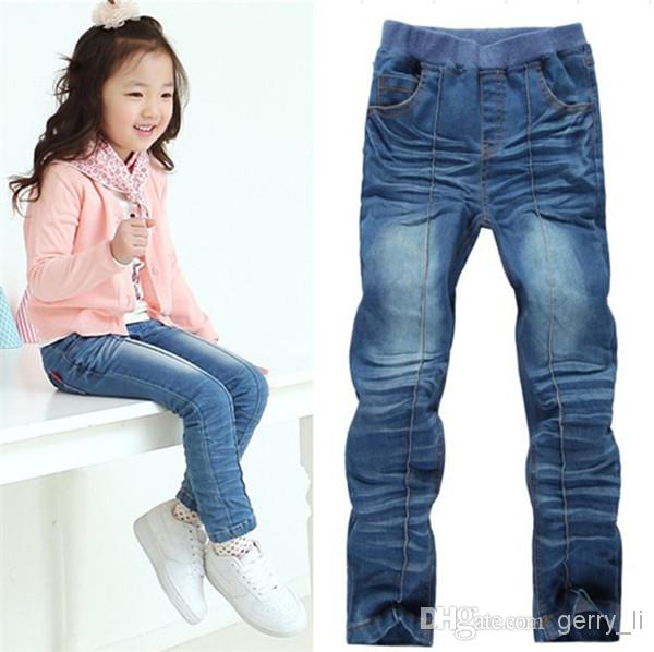 2016 Spring Children Jeans Girls Sewing Thread Design Jeans Stretch Denim  Long Pants Kids Clothes Girls Cuffed Jeans Super Skinny Jeans For Kids From  ...