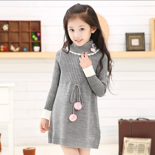 Aones New Winter Children Dress Clothing One Piece Knitting Sweater For  Girls Turtleneck Long Style Kids Sweaters Dresses DS241-in Dresses from  Mother ...