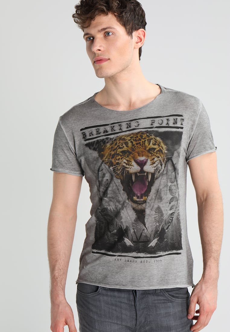 Key Largo TONI TIGER - Print T-shirt - silber Men T-Shirts,Key Largo outlet  on sale,Cheapest