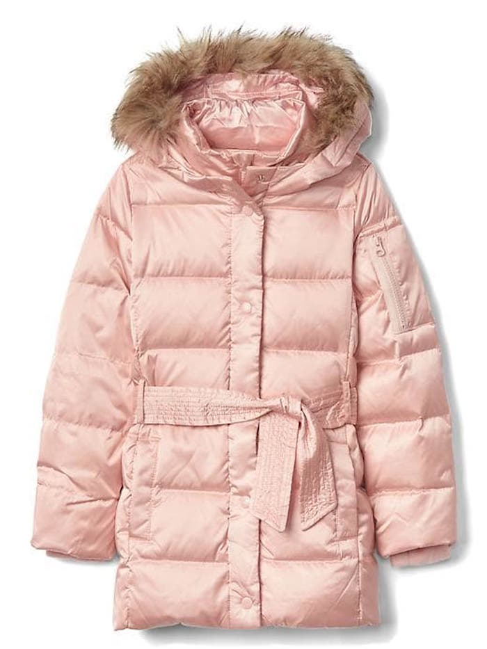 Warmest kids' winter coats: Down Tie-Belt Puffer Parka by Gap
