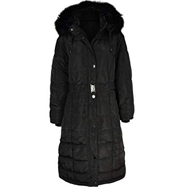 Fashion Thirsty Womens Long Winter Coat Padded Quilted Puffa Jacket Fur  Hooded Plus Size (US