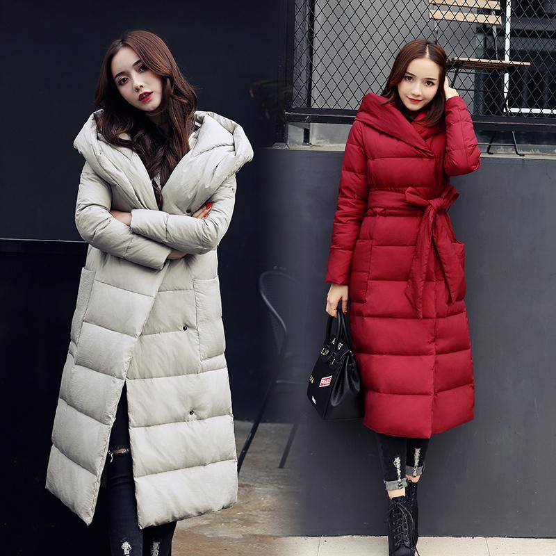 2017 Solid Color Plus Size Hooded Parka Winter Jacket Women Long Quilted  Coat Cotton Warm Puffer