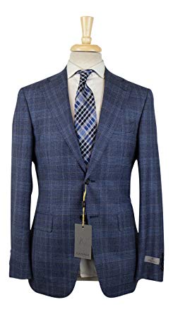 Canali 1934 Blue Plaid Wool 2 Button Slim Fit Suit Size 48/38 reg at