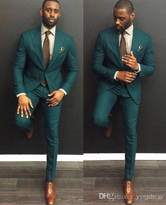 Green Custom Slim Fit Mens Business Suit Jacket + Pants + Tie Handsome Men'S  Suits Spring 2018 Hot Sell Wedding Suits Groom Ebelz Custom Grooms Tuxedos  ...