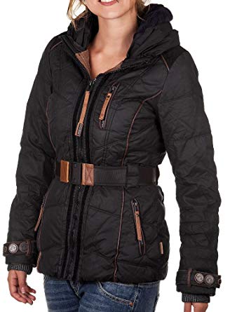 Naketano Women's Winter Jacket with high collar Black - Black - 10